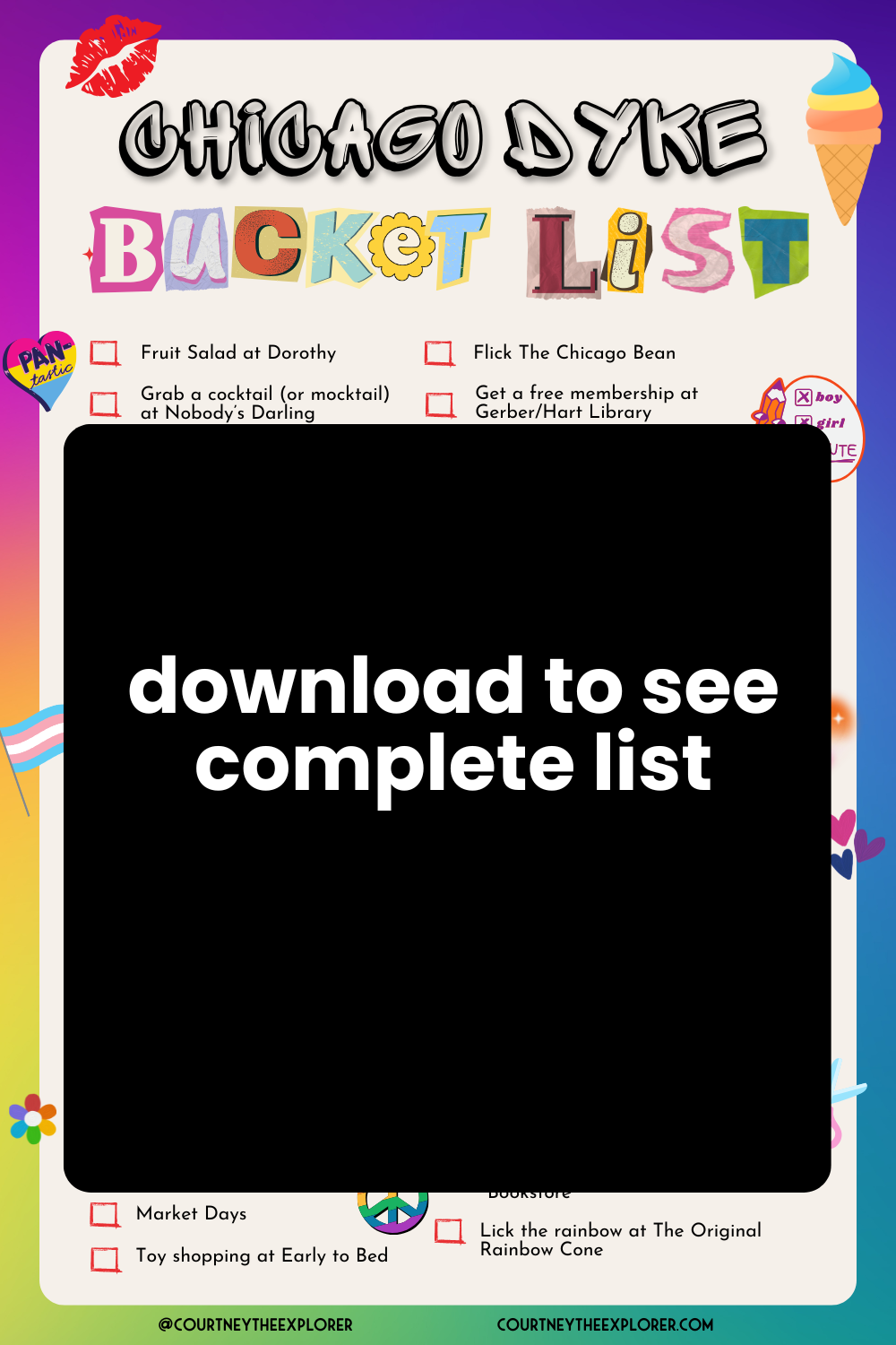 Chicago Dyke Bucket List (printable download)